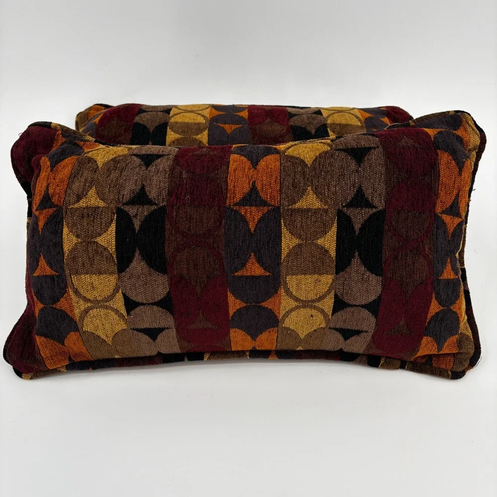 Blazing Needles Throw Pillows Set of 2 17x10 Multicolor MCM Geometric Lumbar